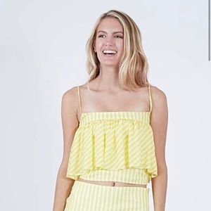 Koch yellow and white striped skirt and top set size xs